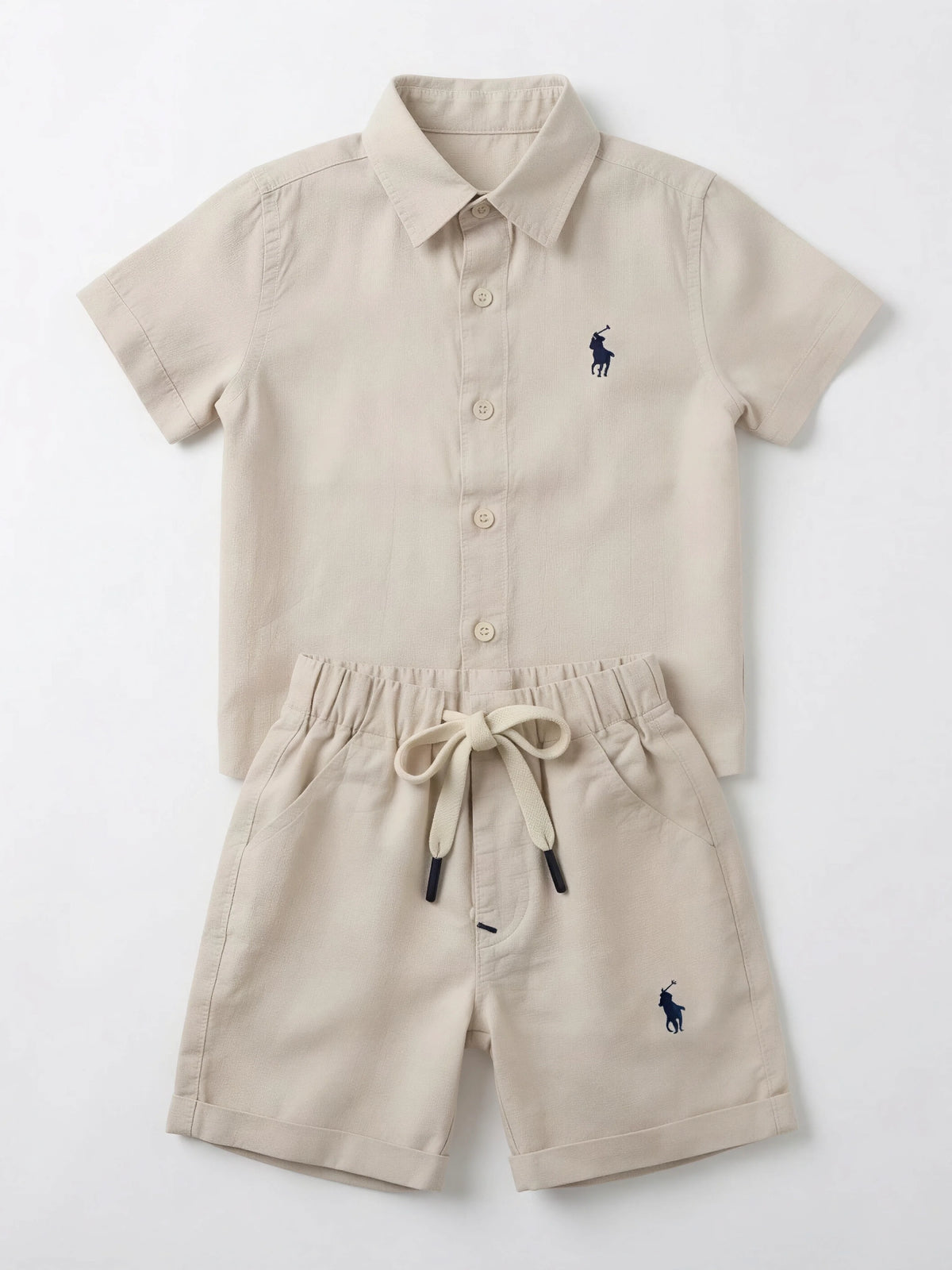 Cream Casual Cotton Boys Coordinate Set Kids
