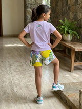 Girls' Vibrant Tropical Print Multi-Color Shorts with Pockets