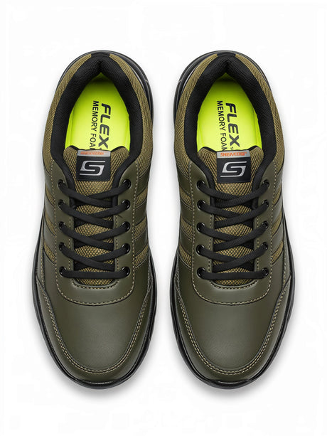 ProStride Olive Green Premium Lace-Up Sneakers.