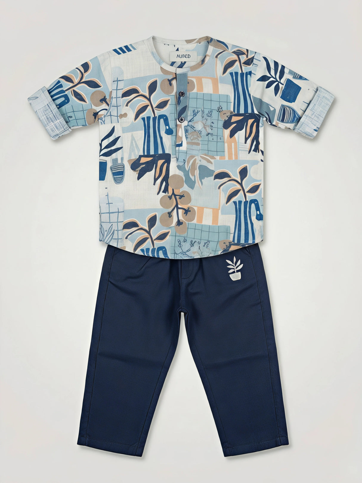 Boys Blue Aureo Abstract Print Cotton Co-ord Set