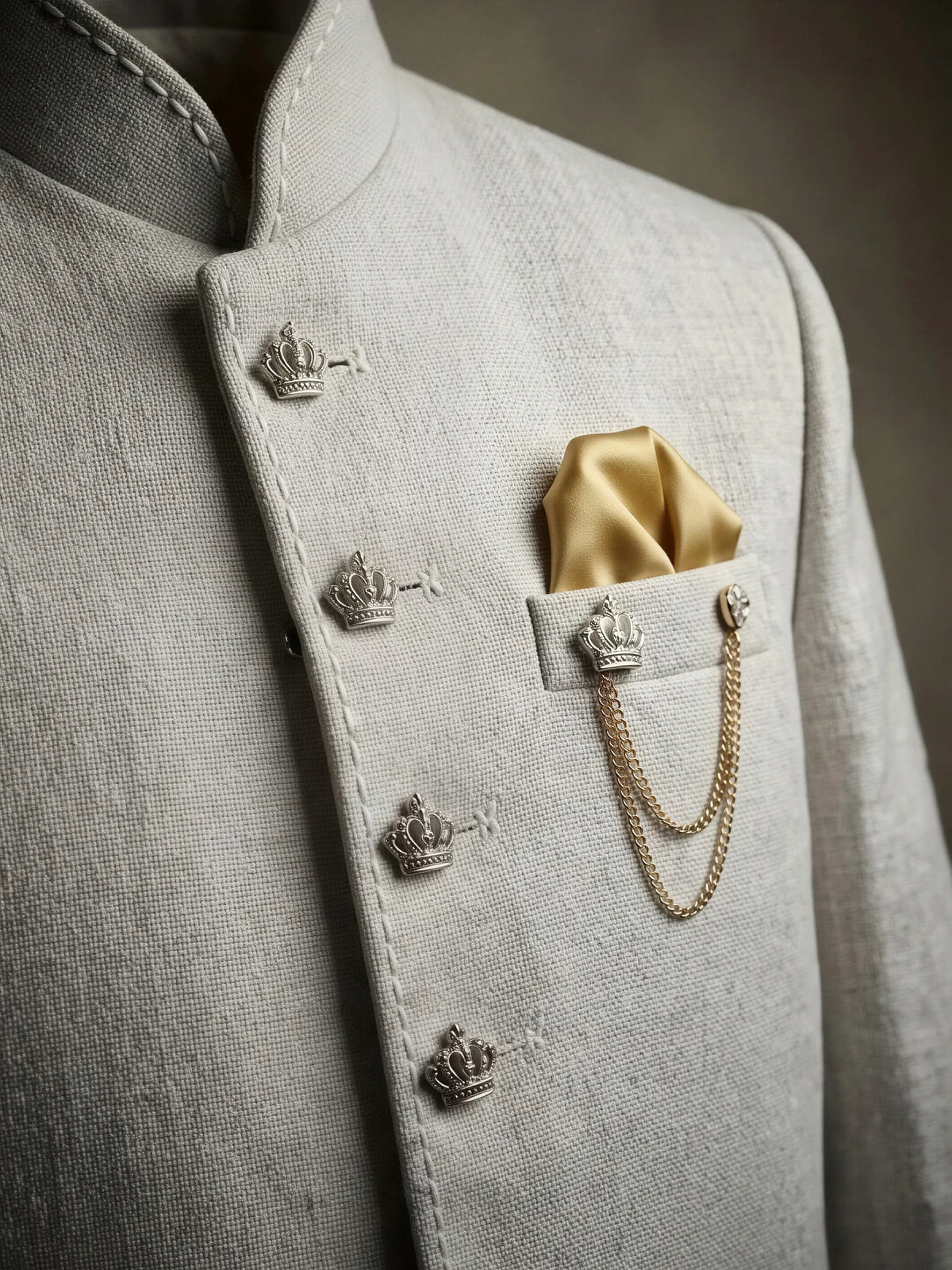 Boys Cream Jodhpuri Suit with Pocket Square