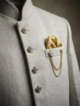 Boys Cream Jodhpuri Suit with Pocket Square