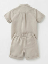 Cream Casual Cotton Boys Coordinate Set Kids