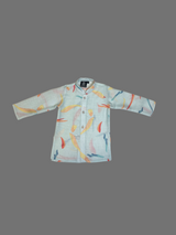 Boys' Blue Printed Kurta Jacket Set - Party & Festive Wear.