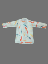 Boys' Blue Printed Kurta Jacket Set - Party & Festive Wear.