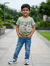 Boys Green Graffiti Graphic Cotton T-Shirt