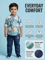 Boys Blue Aureo Abstract Print Cotton Co-ord Set