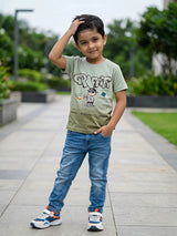 Boys Green Graffiti Graphic Cotton T-Shirt