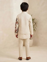 Boys Cream Printed Waistcoat Set