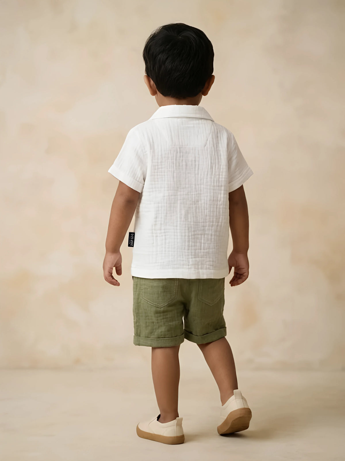 White Safari Print Cotton Boys Coordinate Set