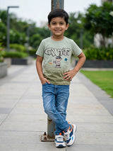 Boys Green Graffiti Graphic Cotton T-Shirt