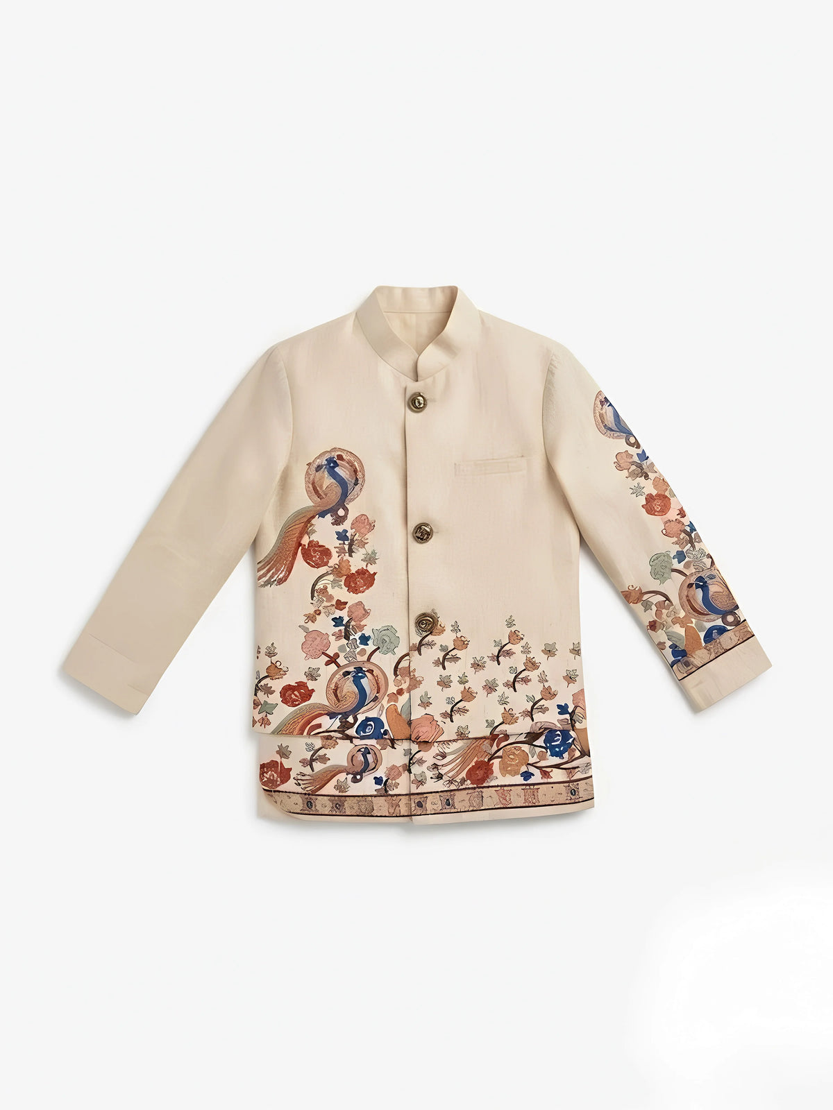 Boys Cream Printed Waistcoat Set