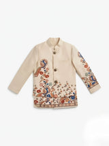 Boys Cream Printed Waistcoat Set