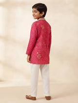 Rani Bandhani Print Kurta Pajama Set for Boys