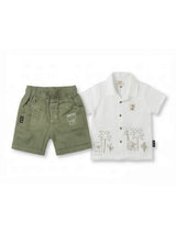 White Safari Print Cotton Boys Coordinate Set
