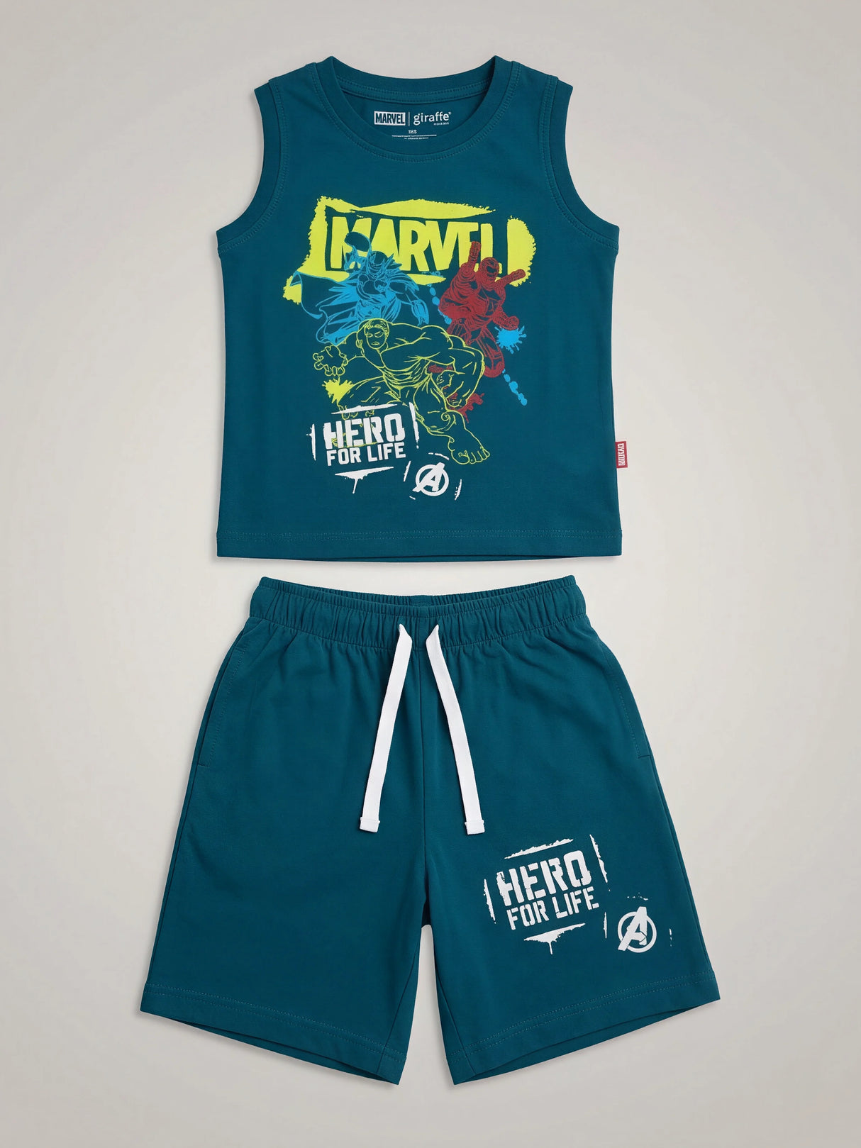 Boys Green Marvel Hero Cotton Co-ord Set