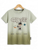 Boys Green Graffiti Graphic Cotton T-Shirt