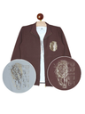 Boys' casual outfit featuring a chocolate brown zip-up jacket with a gold foil lion head graphic, layered over a white T-shirt with a matching lion and 'PRIDE' print.