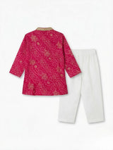 Rani Bandhani Print Kurta Pajama Set for Boys