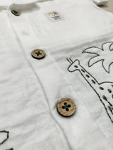 White Safari Print Cotton Boys Coordinate Set