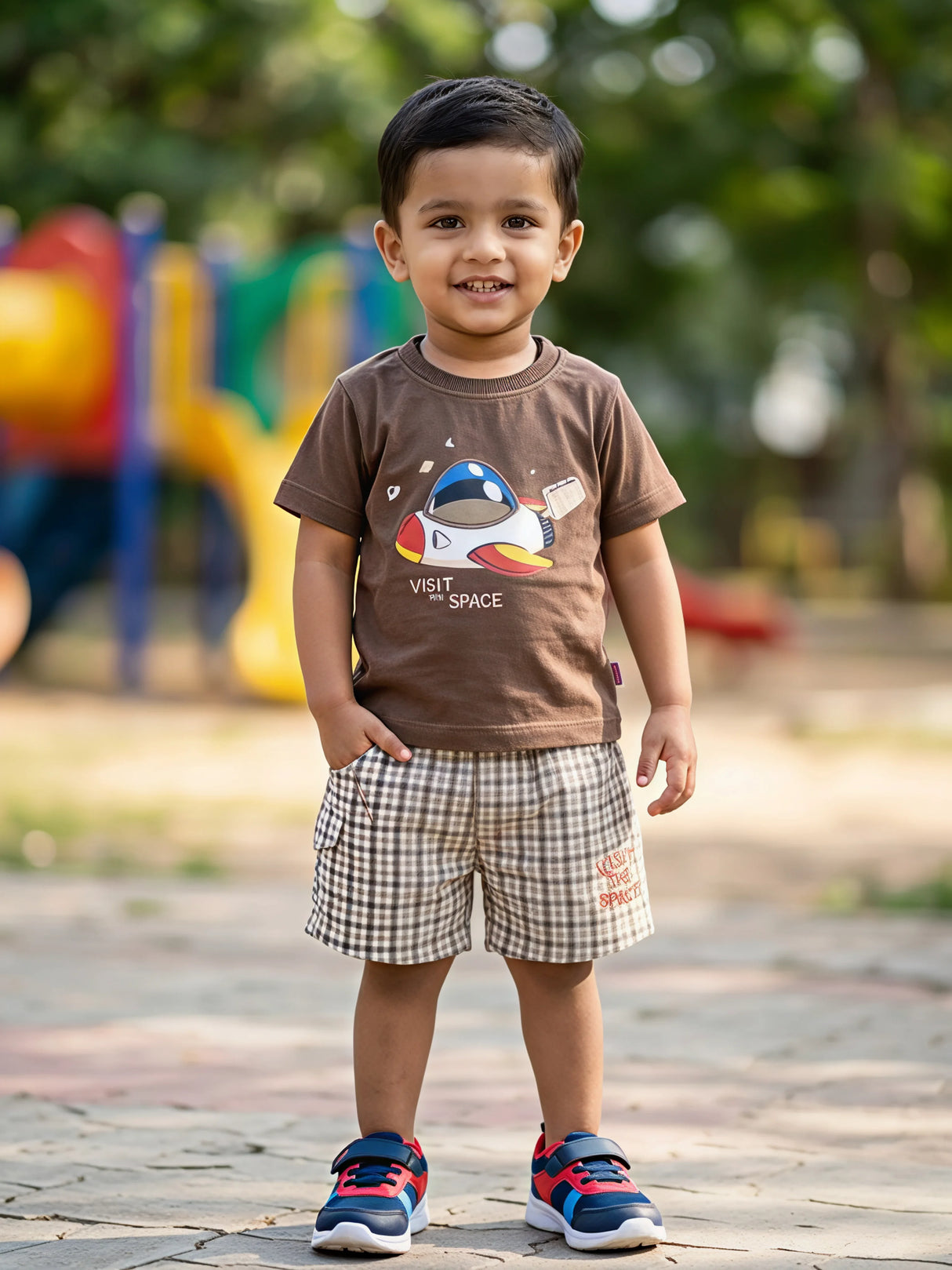Boys Brown Space Rocket Cotton Coordinate Set