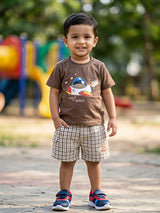 Boys Brown Space Rocket Cotton Coordinate Set