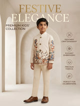 Boys Cream Printed Waistcoat Set