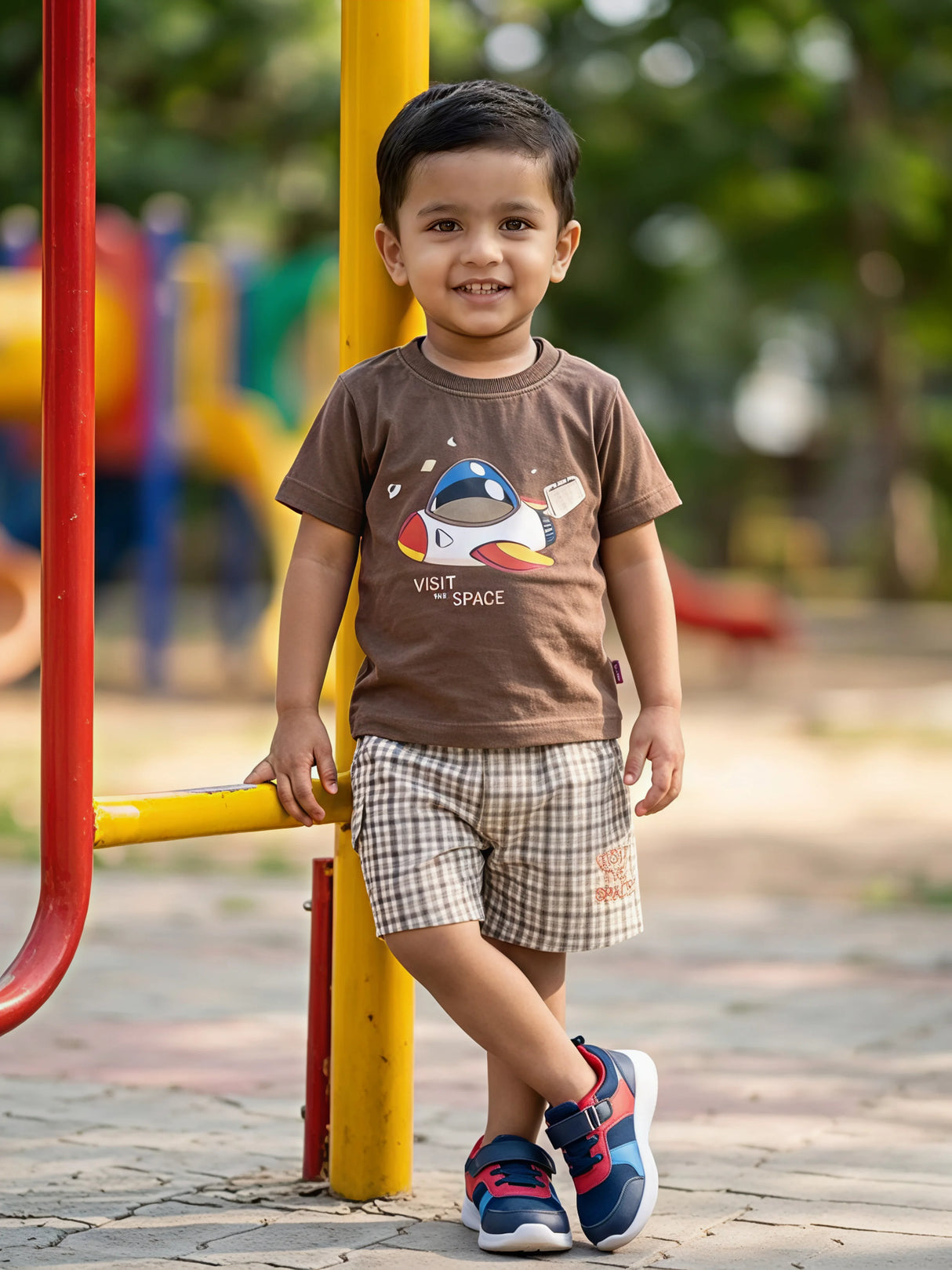 Boys Brown Space Rocket Cotton Coordinate Set