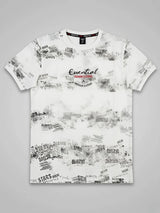 Boys White Essential Printed Cotton T-Shirt