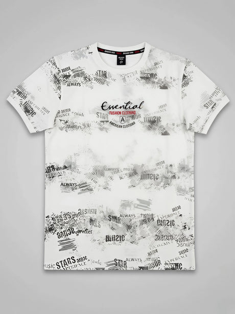 Boys White Essential Printed Cotton T-Shirt