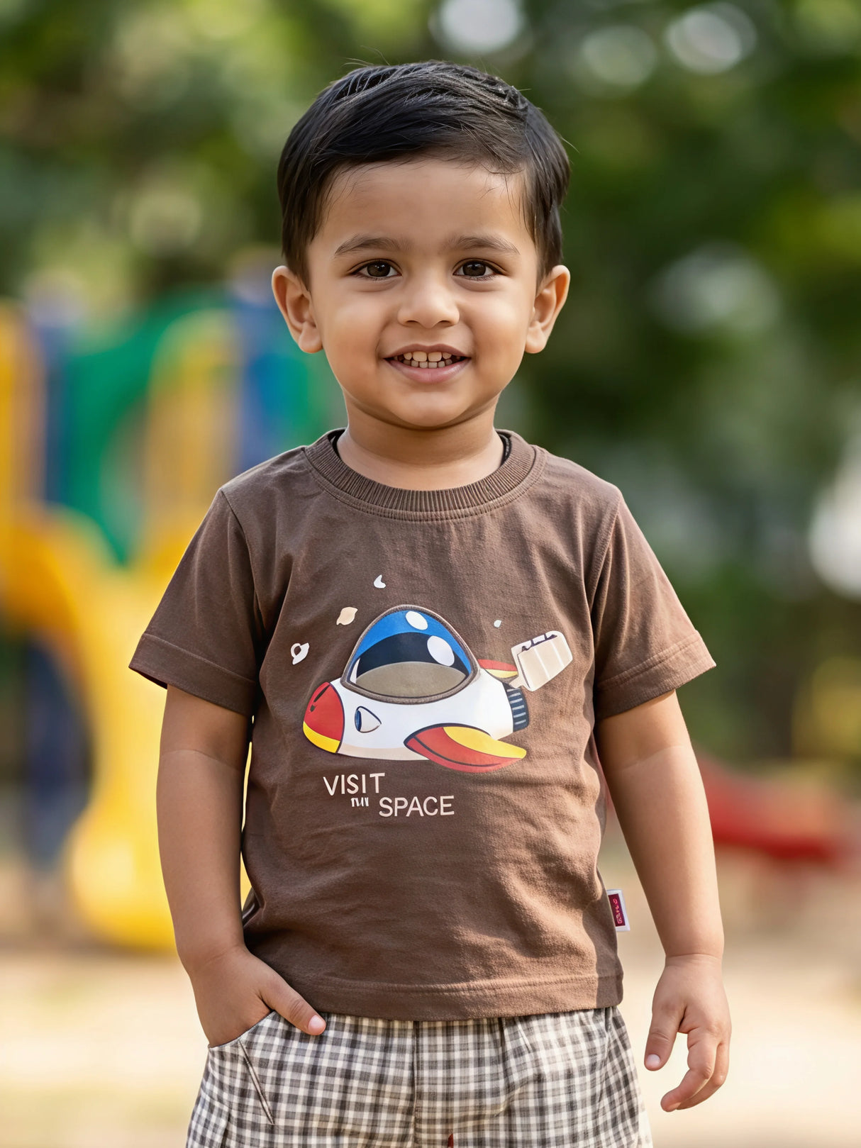 Boys Brown Space Rocket Cotton Coordinate Set