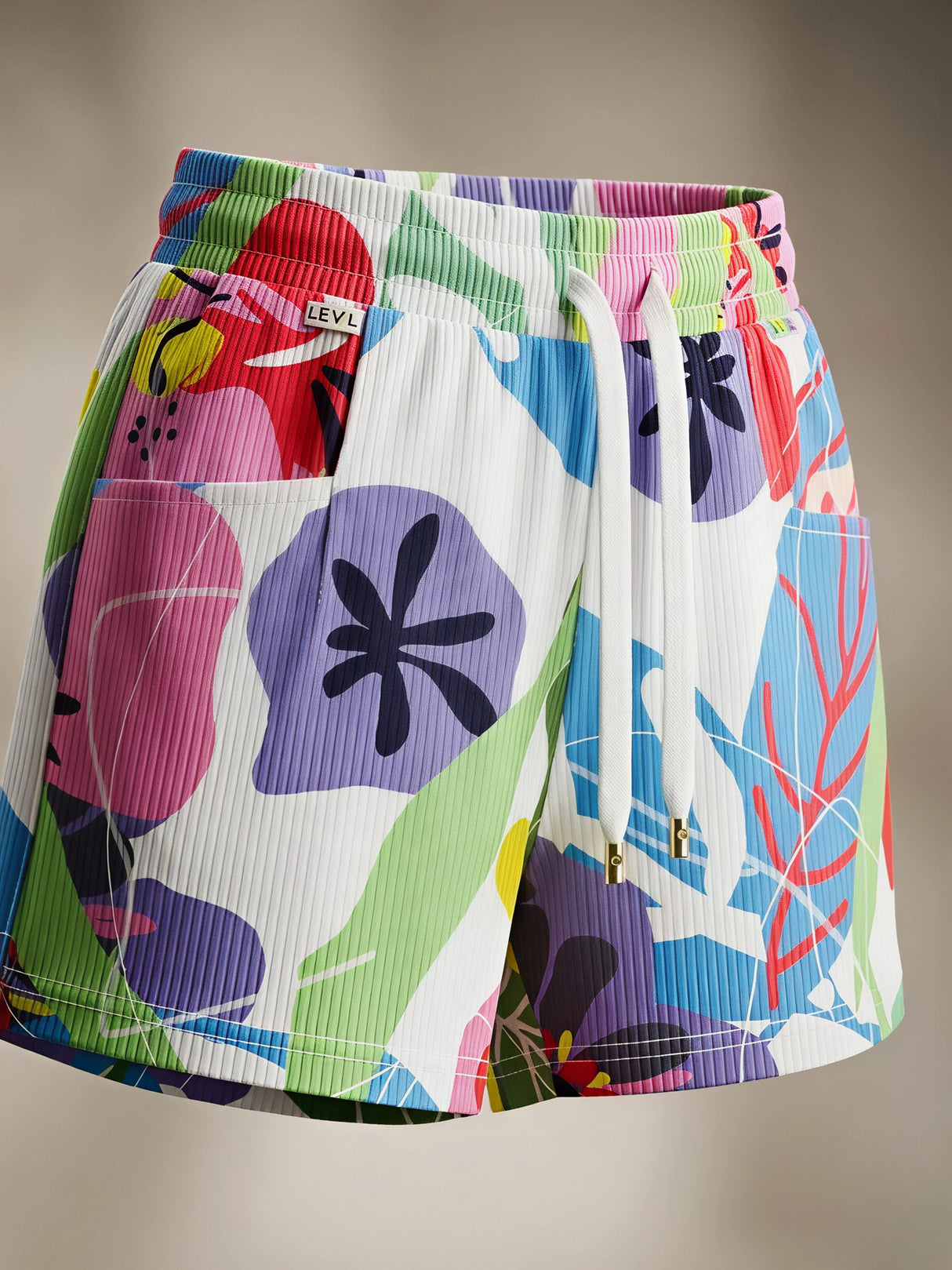 Girls' Vibrant Tropical Print Multi-Color Shorts with Pockets