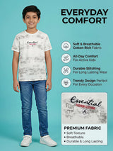 Boys White Essential Printed Cotton T-Shirt
