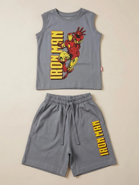 Boys Grey Iron Man Cotton Coord Set