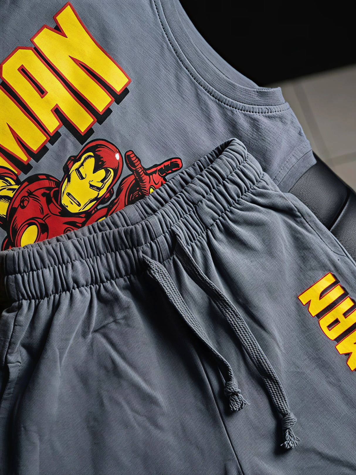 Boys Grey Iron Man Cotton Coord Set