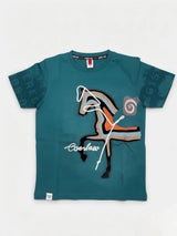 Teal Abstract Horse Print T-Shirt Kids Wear