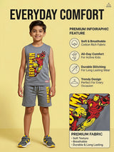 Boys Grey Iron Man Cotton Coord Set