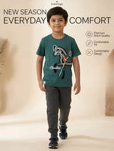 Teal Abstract Horse Print T-Shirt Kids Wear