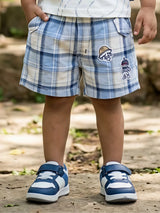 Boys Brown Space Explorer Polo & Plaid Shorts Coordinate Set