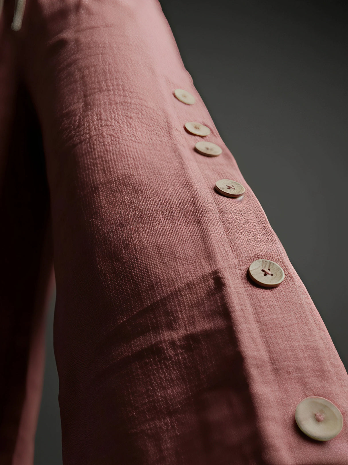 Girls Peach Wide Leg Trackpants with Button Detail