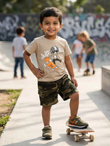 Boys "Just Ride" Skateboard Tee & Camo Cargo Shorts Set