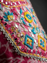 Girls Pink Floral Printed Kurta Sharara Set.