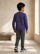 Purple Bear Graphic Print T-Shirt