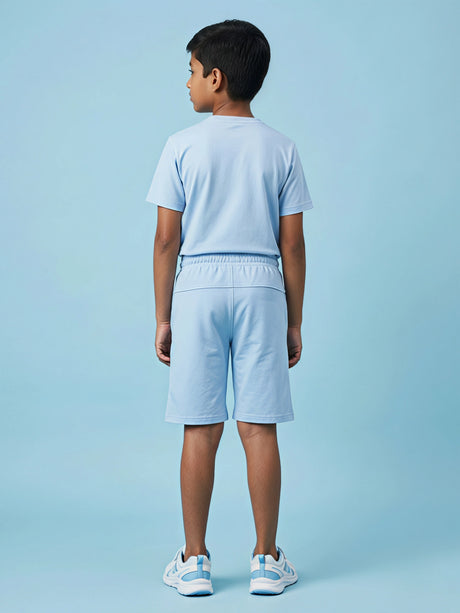 Boys Light Blue NASA Printed T-Shirt and Shorts Co-ord Set.