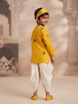 Vibrant Yellow Printed Kanha Dhoti Kurta Set for Boys.