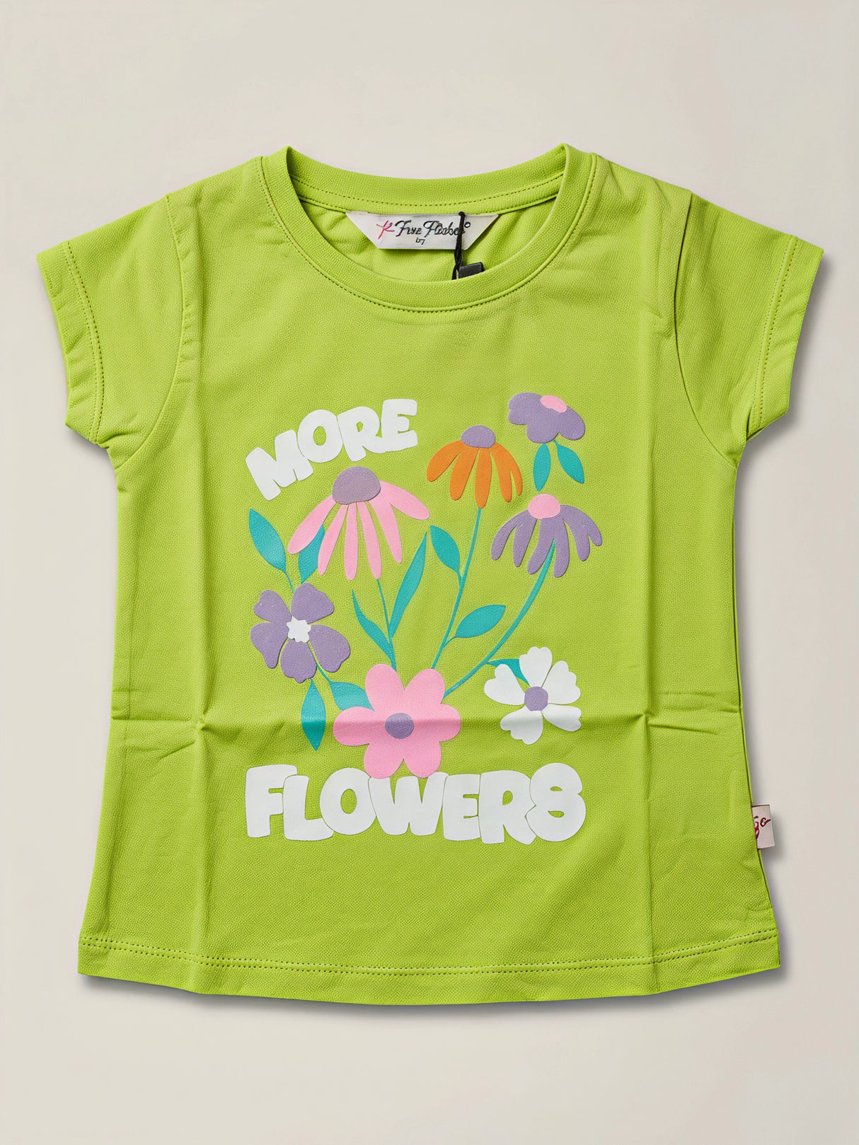 Girls Lime Green Floral Graphic Print T-Shirt.