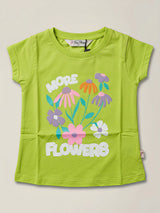 Girls Lime Green Floral Graphic Print T-Shirt.