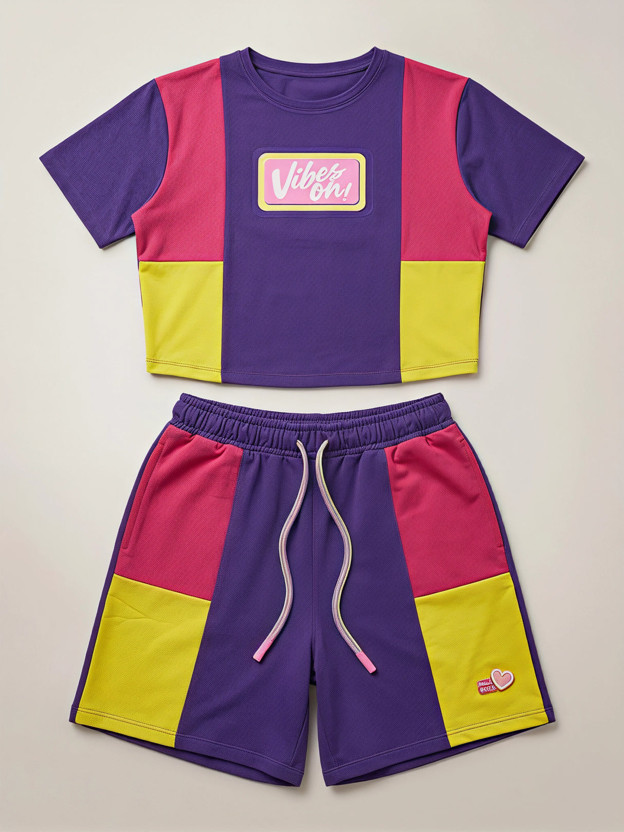 Girls Purple Color-Block Coordinate Set