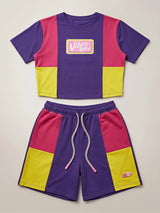 Girls Purple Color-Block Coordinate Set