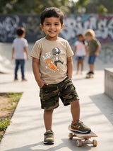 Boys "Just Ride" Skateboard Tee & Camo Cargo Shorts Set